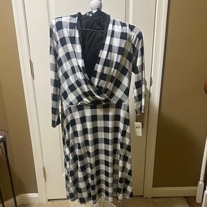 Black and White Checkered Wrap Dress